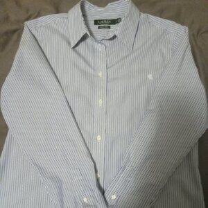LAUREN RALPH LAUREN NON IRON WOMEN'S BUTTON UP COLLARED SHIRT-SIZE LARGE